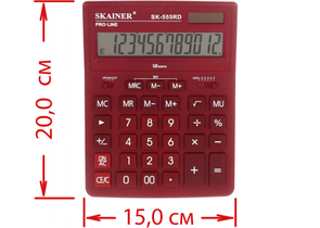 Калькулятор 12-разрядный Skainer SK-555, красный