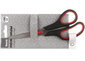 Ножницы канцелярские Buro Ergo «Универсальные», 190 мм, ручки черные с красным