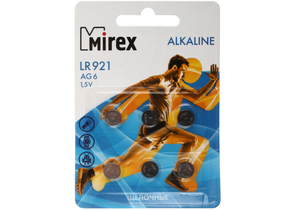 Батарейка щелочная дисковая Mirex Alkaline, AG6, LR921, 1.5V, 6 шт.