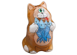 Сувенир селенитовый «Кот с селедкой», 8×5 см