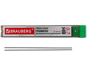 Грифели для автоматических карандашей Brauberg Hi-Polymer, толщина грифеля 0,7 мм, твердость ТМ 12 шт.
