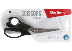 Ножницы канцелярские для левшей Berlingo, 160 мм, ручки черные