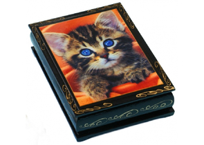 Шкатулка «Голубоглазый котенок», 10×14 см, черная