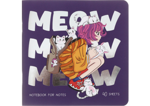 Книжка записная Meshu, 170×170 мм, 40 л., без графления, Meow
