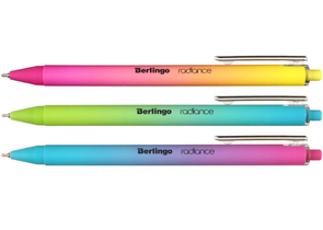 Ручка шариковая автоматическая Berlingo Radiance, корпус ассорти, стержень синий (в пакете с европодвесом)