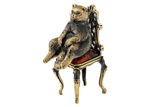Фигурка сувенирная «Кот» BronzaMania, «Кот в раздумьях на стуле» (с янтарем)
