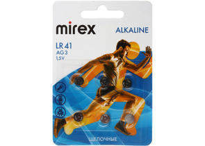 Батарейка щелочная дисковая Mirex Alkaline, AG3, LR41, 1.5V, 6 шт.