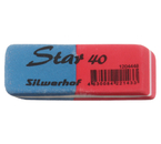 Ластик Silwerhof Star 40, 57×20×8 мм, синий с красным