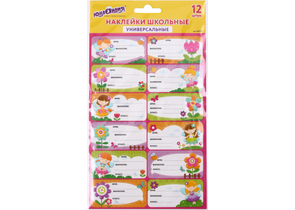 Наклейки бумажные для маркировки школьных принадлежностей «Юнландия», 14×21 см, 12 шт., «Принцессы»