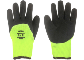 Перчатки защитные с вспененным латексным покрытием BVB, 10 класс, размер 10,5, черные с зеленым
