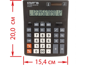 Калькулятор 12-разрядный Staff STF-333, черный