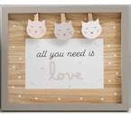Фоторамка деревянная с прищепками «Котики и сердечки», 23,5×18,5×2 см, серая (для фото 10×15 см)