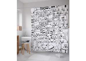 Фотоштора в ванную Joy Textile, 180×200 см, «Коллектив котов»