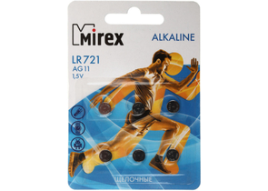 Батарейка щелочная дисковая Mirex Alkaline, AG11, LR721, 1.5V, 6 шт.