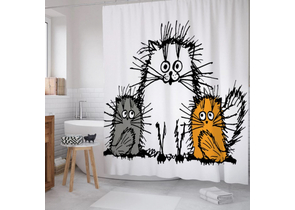 Фотоштора в ванную Joy Textile, 180×200 см, «Мохнатые коты»