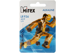 Батарейка щелочная дисковая Mirex Alkaline, AG9, LR936, 1.5V, 6 шт.