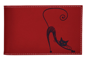 Визитница карманная Befler, 110×70 мм, однорядная на 40 визиток, «Изящная кошка», красная