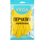 Перчатки латексные хозяйственные Vega, размер L, желтые