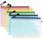 Папка-конверт пластиковая на молнии OfficeSpace А5, 240×150 мм, толщина пластика 0,25 мм, прозрачная, цвет молнии - ассорти