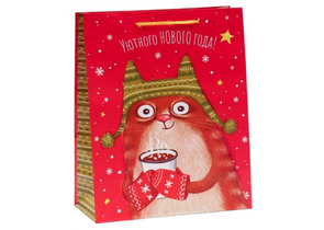 Пакет подарочный бумажный «Рыжий кот», 26×32×12 см