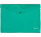 Папка-конверт пластиковая на кнопке Berlingo А4+, толщина пластика 0,18 мм, зеленая