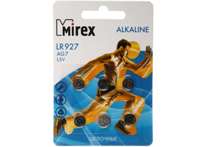 Батарейка щелочная дисковая Mirex Alkaline, AG7, LR927, 1.5V, 6 шт.