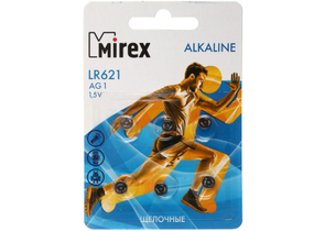 Батарейка щелочная дисковая Mirex Alkaline, AG1, LR621, 1.5V, 6 шт.