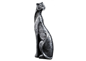 Фигура полистоун «Кот сидит», 34×13 см, черное серебро