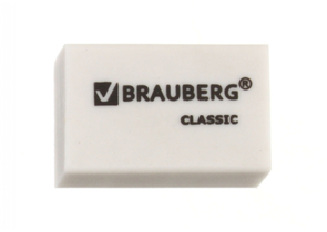 Ластик Brauberg Classic, 26×17×7 мм, белый