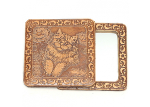 Зеркало из бересты «Кошка», 7,5×7,5 см