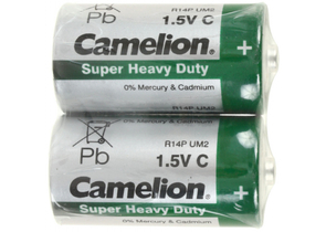 Батарейка солевая Camelion Super Heavy Duty, С, R14P, 1.5V, 2 шт.