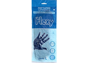 Перчатки латексные хозяйственные Flexy Gloves, размер L, синие