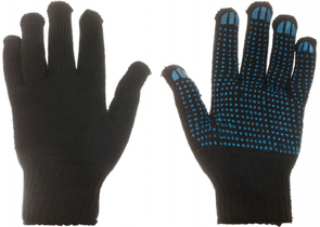 Перчатки трикотажные OfficeClean «Премиум», шестинитиевые, 7 класс, черные