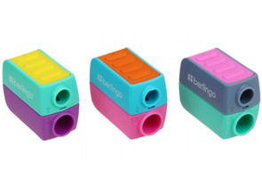 Точилка пластиковая Berlingo ColorShift, 2 отверстия, с контейнером, ассорти