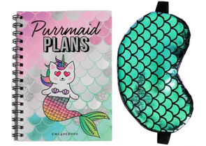 Набор: ежедневник и маска для сна Purrmaid plans, 21×14,8 см, внутренний блок — точки