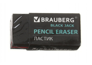 Ластик Brauberg Black Jack, 40×20×11 мм, черный с красным
