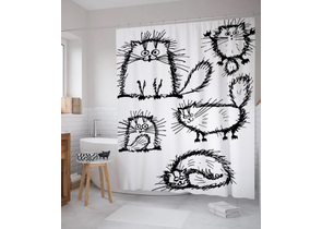 Фотоштора в ванную Joy Textile, 180×200 см, «Взъерошенный кот»
