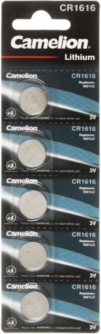 Батарейка литиевая дисковая Camelion Lithium CR1616, 3V, 5 шт.