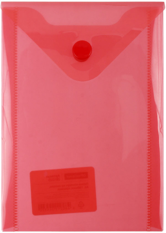Папка-конверт пластиковая на кнопке OfficeSpace А6 толщина пластика 0,15 мм, красная