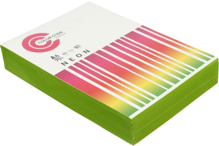 Бумага офисная цветная Color Code Neon А4 (210×297 мм), 75 г/м², 500 л., зеленая