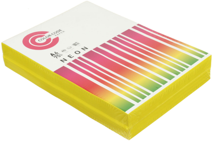 Бумага офисная цветная Color Code Neon А4 (210×297 мм), 75 г/м², 500 л., желтая