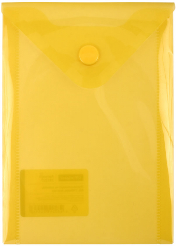 Папка-конверт пластиковая на кнопке OfficeSpace А6 толщина пластика 0,15 мм, желтая