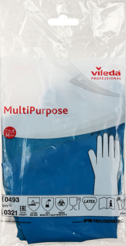 Перчатки хозяйственные резиновые Vileda размер M, синие