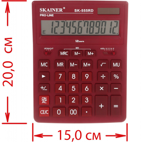 Калькулятор 12-разрядный Skainer SK-555 красный