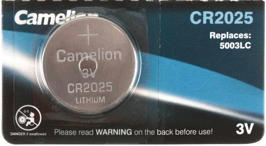 Батарейка литиевая дисковая Camelion Lithium CR2025, 3V