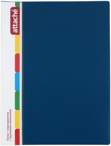 Папка-скоросшиватель пластиковая с пружиной Attache толщина пластика 0,7 мм, синяя