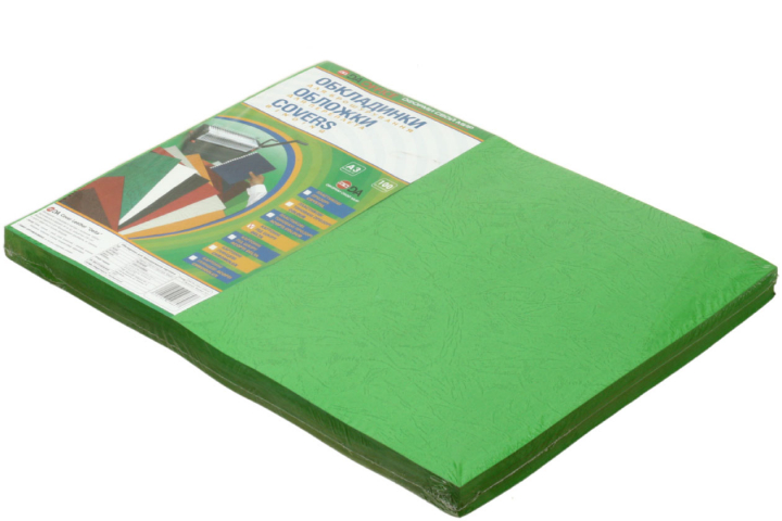 Обложки для переплета картонные D&A (А3) А3, 100 шт., 230 г/м², зеленые, тиснение «под кожу»
