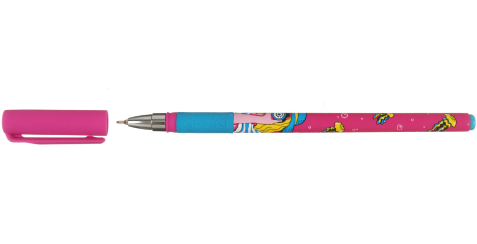 Ручка шариковая Lorex Slim Soft Grip с рисунком Neon Madness, стержень синий
