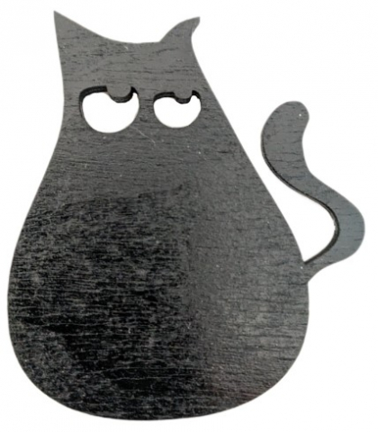 Магнит деревянный «Котик» (Марданов А.А.) 6,8×6,8 см, черный