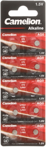 Батарейка щелочная дисковая Camelion Alkaline AG0, LR521, 1.5V, 10 шт.